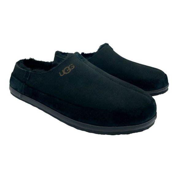 NIB UGG MEN'S‎ PARKDALE SLIP ON SUEDE SHEARLING LINED CLOG SLIPPERS BLACK - Picture 1 of 8
